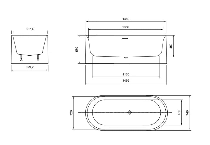 Nyx Fluted Freestanding Bath tub | 1500 x 750mm Bagno D'Oro