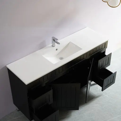 ACACIA SHAKER PVC Floor Vanity 1500 (Single/Double Bowl) Poseidon