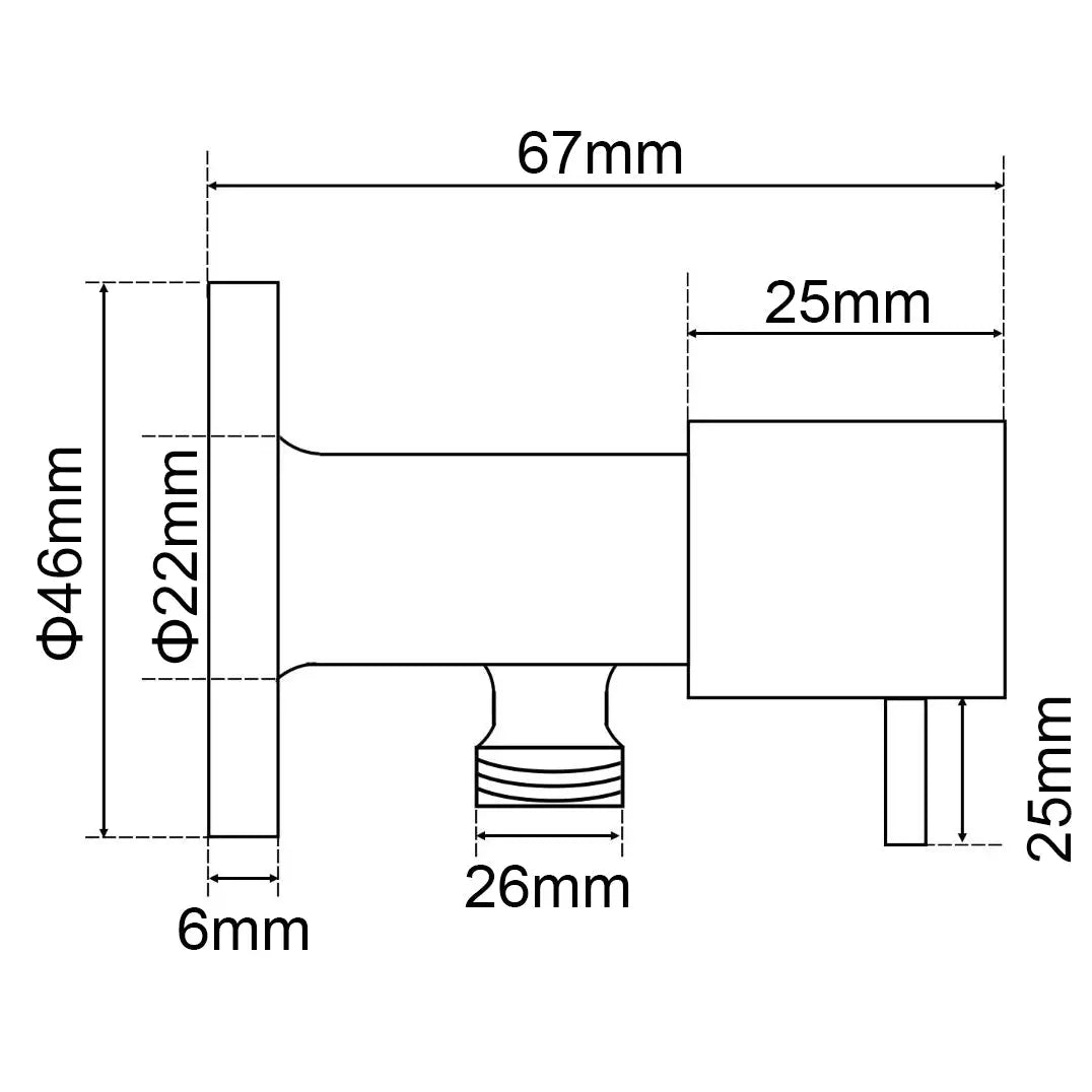 Bathroom Round Black 1/4 Turn Washing Machine Stop Tap(One Piece) Aquaperla