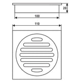 110x110mm Black Floor Drain Aquaperla