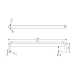 Round Horizontal Brushed Brass Electric Heated Towel Rack Single Bar Aquaperla
