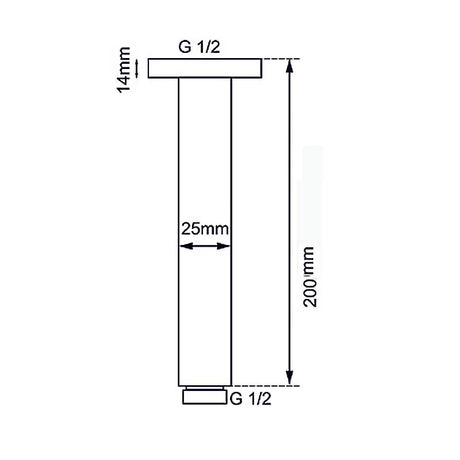 200mm Chrome Ceiling Shower Arm Aquaperla