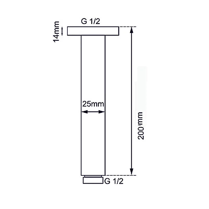 200mm Brushed Nickel Ceiling Shower Arm Aquaperla