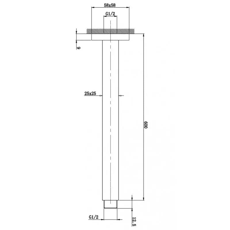 600mm Gunmetal Ceiling Shower Arm Aquaperla