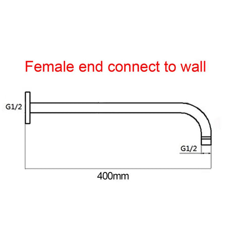 400mm Black Wall Shower Arm Aquaperla