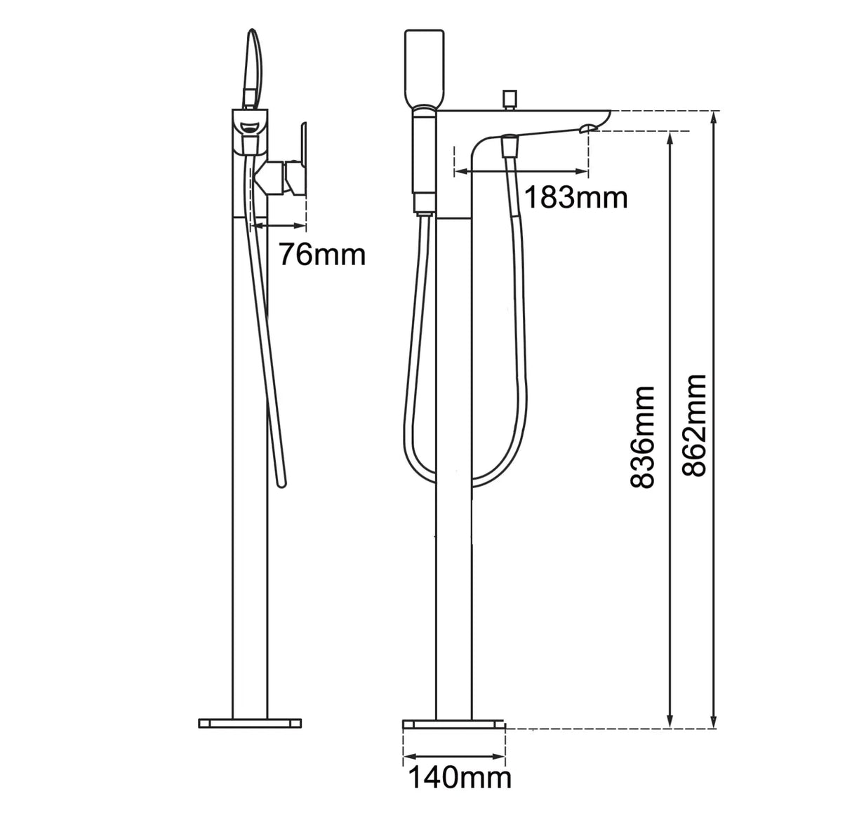 Chrome Freestanding Tap with Handheld Shower Aquaperla