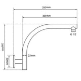 Chrome Wall Shower Arm Aquaperla