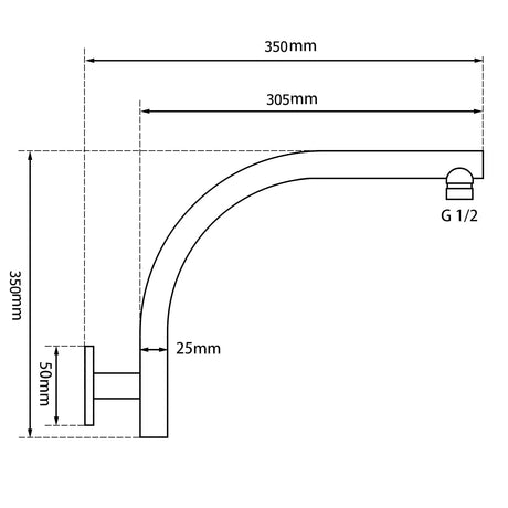 Black Wall Shower Arm Aquaperla