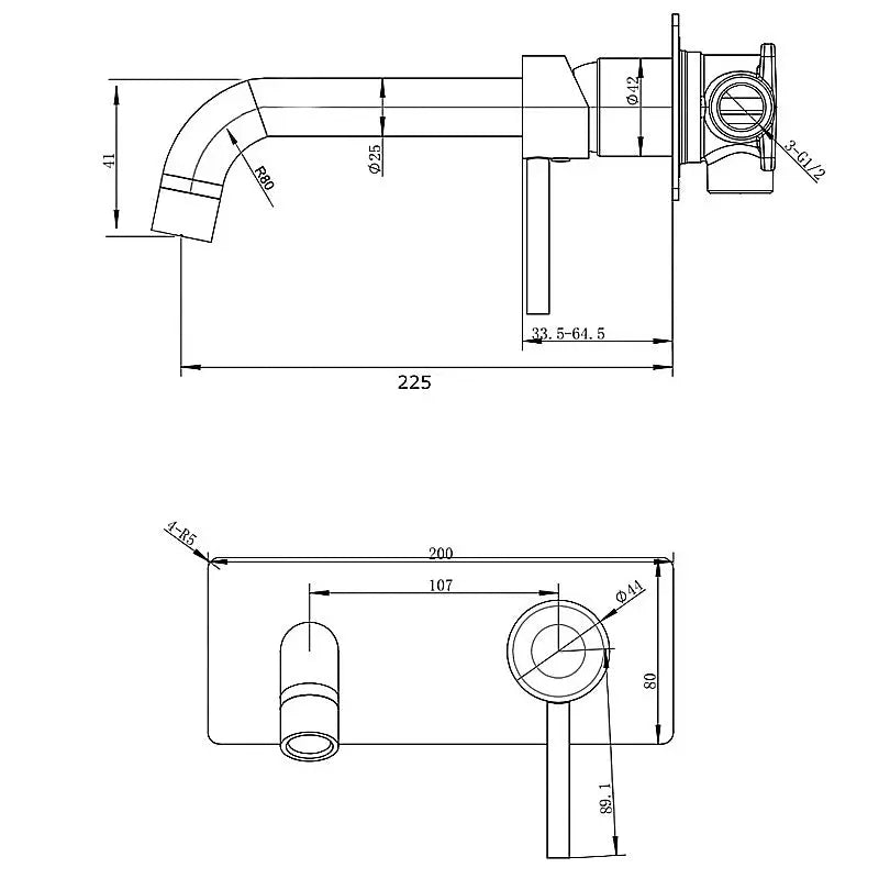 LUCID PIN - Brushed Nickel Spout Mixer Aquaperla