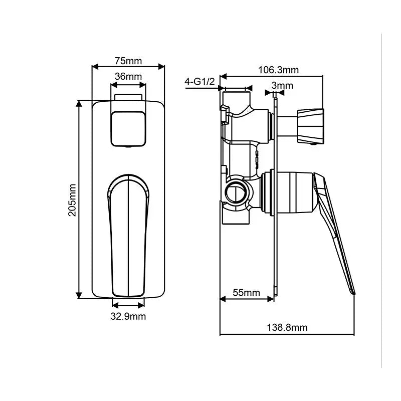 AU - Black Diverter Mixer Aquaperla