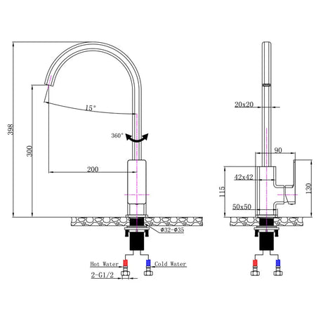 IVANO - Black Standard Kitchen Mixer Aquaperla