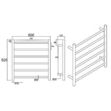Black Heated Towel Rack 6 Bars Aquaperla