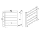Brushed Nickel Heated Towel Rack 6 Bars Aquaperla