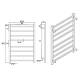 Black Heated Towel Rack 8 Bars Aquaperla
