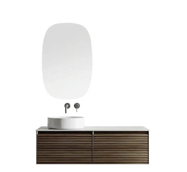 Ember Fluted Wall Hung Vanity - Black Walnut | 1200 x 500mm (Cabinet Only) Bagno D'Oro