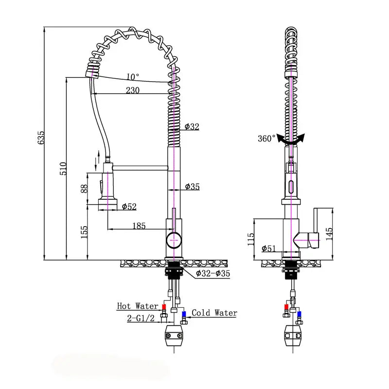 Black Pull Out Kitchen Mixer Aquaperla