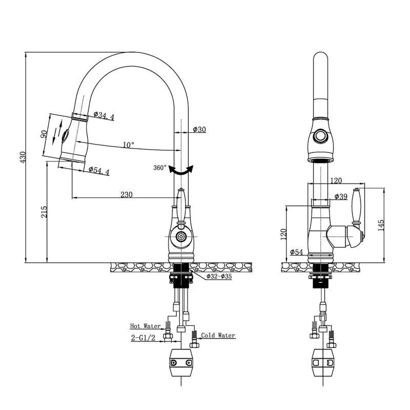 Chrome Pull Out Kitchen Mixer Aquaperla