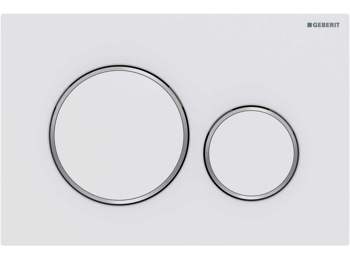 Geberit Sigma20 Flush Plate –  Matt White Finish, Chrome Trim mercioaustralia
