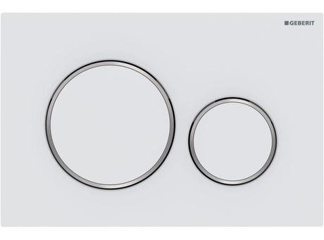 Geberit Sigma20 Flush Plate –  Matt White Finish, Chrome Trim mercioaustralia