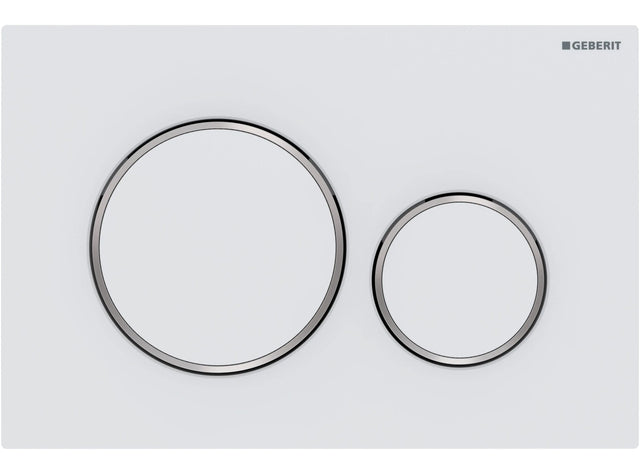 Geberit Sigma20 Flush Plate –  Matt White Finish, Chrome Trim mercioaustralia