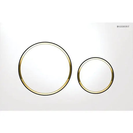 Geberit Sigma20 Flush Plate – White Finish, Gold Trim mercioaustralia