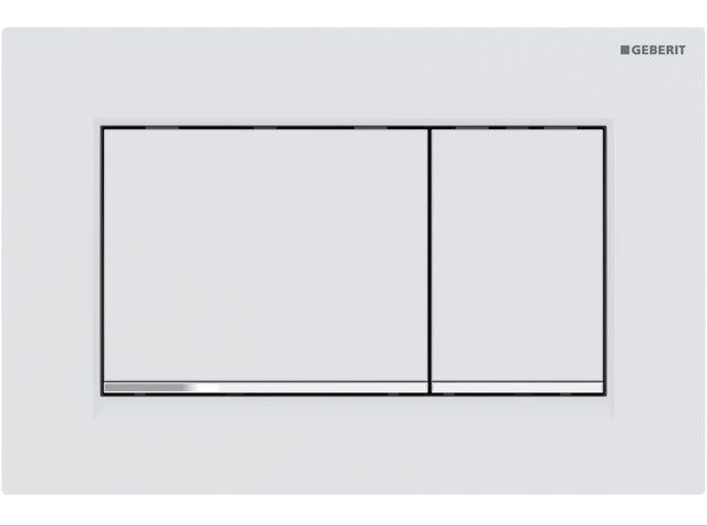 Geberit Sigma30 Flush Plate - Matt White Finish, Chrome Trim mercioaustralia