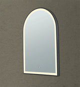 Aura Matte Black Arched Touchless 600 X 900 Framed LED Mirror - Three Light Temperatures Poseidonbk