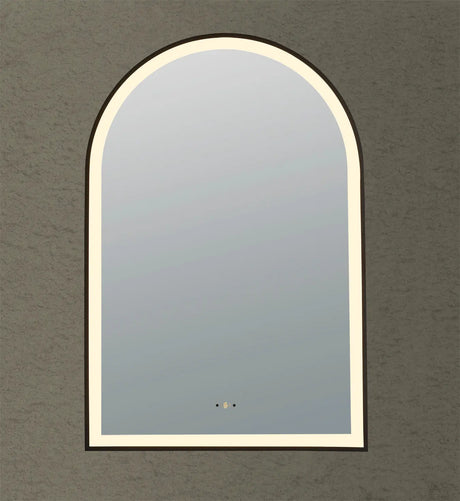 Aura Matte Black Arched Touchless 600 X 900 Framed LED Mirror - Three Light Temperatures Poseidonbk