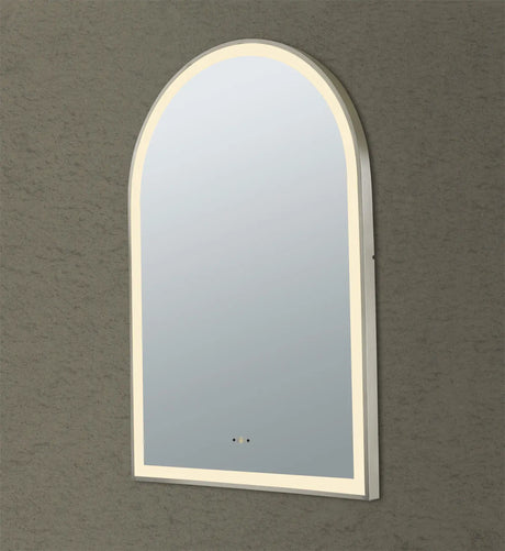 Aura Brushed Nickel Arched Touchless 600 X 900 Framed LED Mirror - Three Light Temperatures Poseidonbk