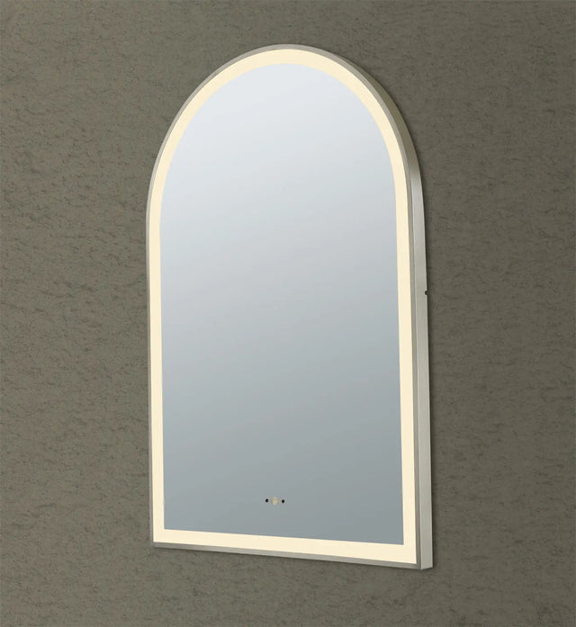 Aura Brushed Nickel Arched Touchless 600 X 900 Framed LED Mirror - Three Light Temperatures Poseidonbk