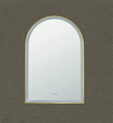 Aura Brushed Gold Arched Touchless 600 X 900 Framed LED Mirror - Three Light Temperatures Poseidonbk