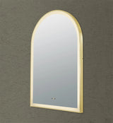 Aura Brushed Gold Arched Touchless 600 X 900 Framed LED Mirror - Three Light Temperatures Poseidonbk