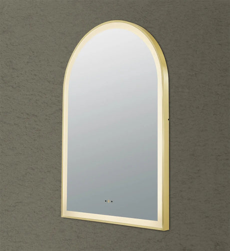 Aura Brushed Gold Arched Touchless 600 X 900 Framed LED Mirror - Three Light Temperatures Poseidonbk