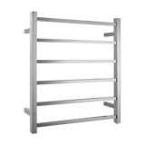 Brushed Nickel Heated Towel Rack 6 Bars Aquaperla