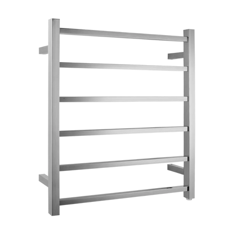 Brushed Nickel Heated Towel Rack 6 Bars Aquaperla