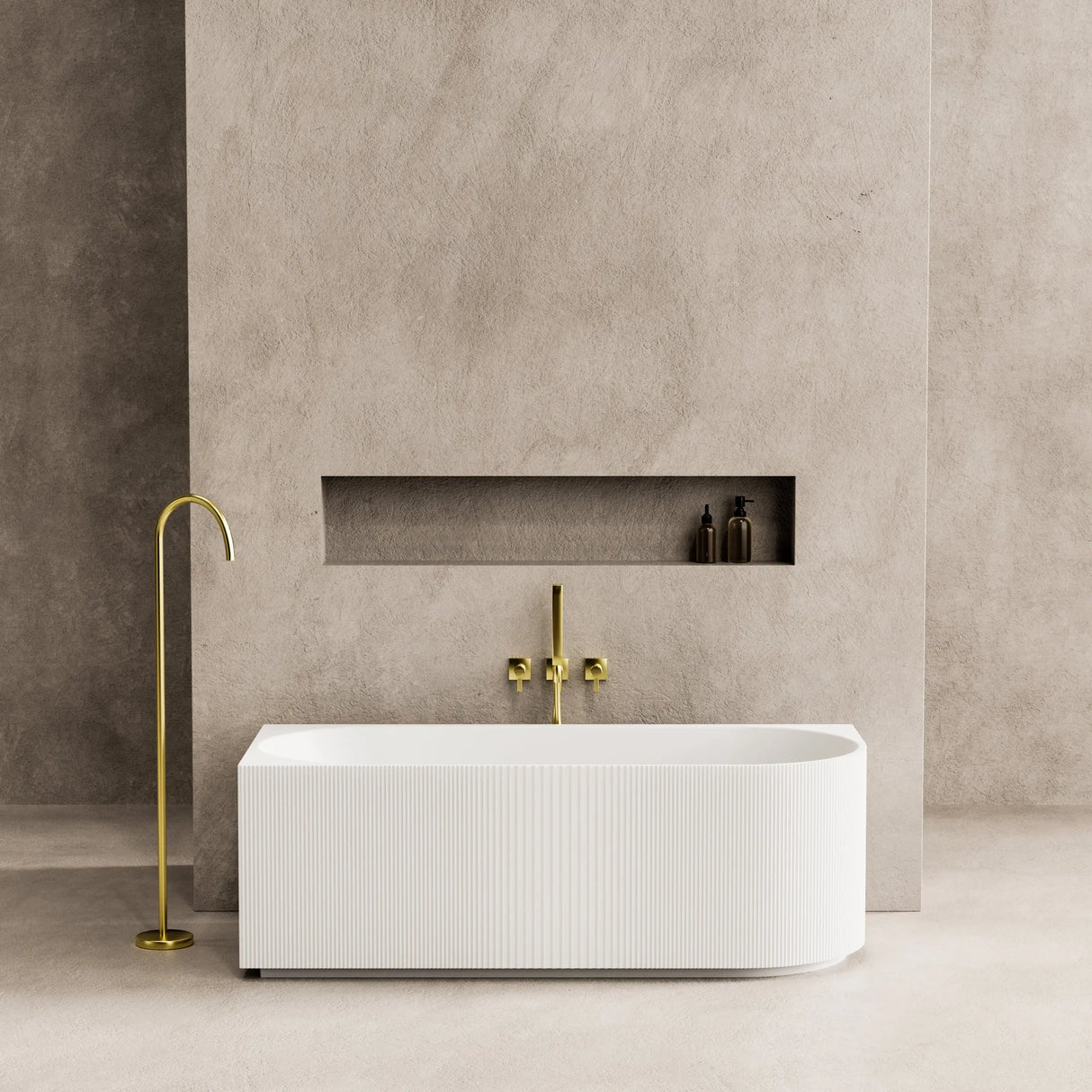 Capri Oval Fluted Freestanding Left Corner Bath 1700X800X580MM Poseidonbk