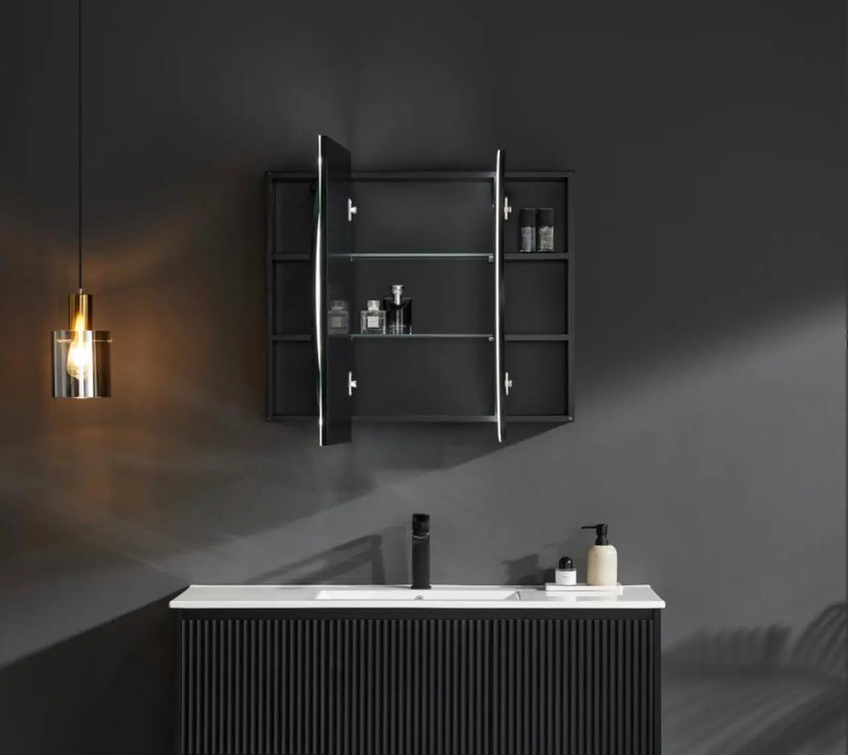 Olivia Mirror Cabinet OPLSV1275MB Poseidonbk