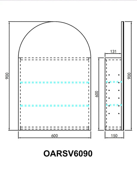 Olivia LED Mirror Cabinet 600X900X155mm Poseidonbk