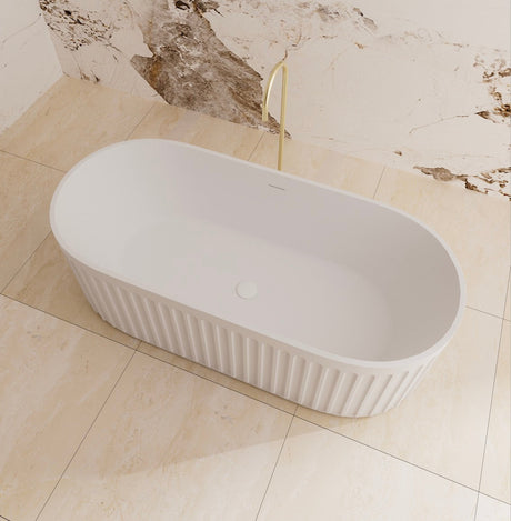 Cascade Matte White Solid Surface Stone Free Standing Bath 1700mm*750mm*550mm Poseidonbk