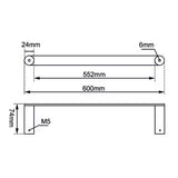 RUSHY - 600mm Brushed Brass Single Towel Rail Aquaperla