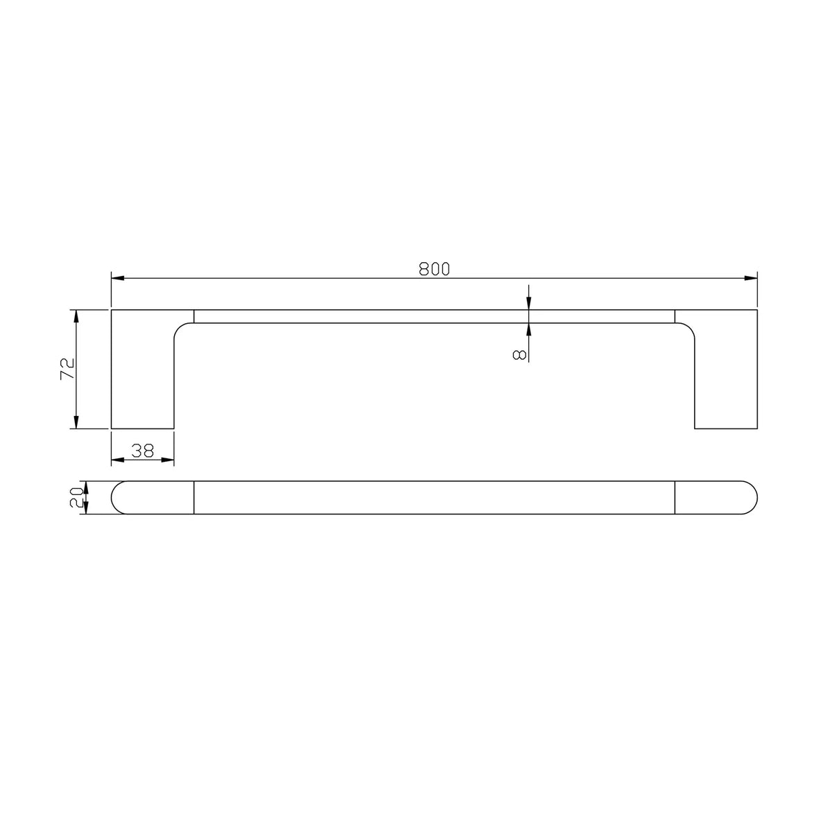 VOG - 800mm Brushed Brass Single Towel Rail Aquaperla
