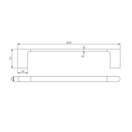 VOG - 800mm Gunmetal Single Towel Rail Aquaperla