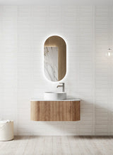 Adair Curved Fluted Wall Hung Vanity - Walnut Wood 1200mm x 450mm (Stone Top & Basin are Included) Bagno D'Oro