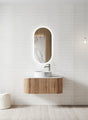 Adair Curved Fluted Wall Hung Vanity - Walnut Wood 1200mm x 450mm (Stone Top & Basin are Included) Bagno D'Oro