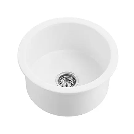 Gloss White Camden Fireclay Kitchen/Laundry Sink Round Single Bowl 470*228mm Poseidonbk