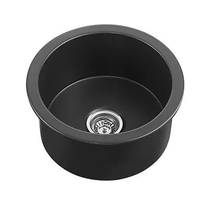 Matt Black Camden Fireclay Kitchen/Laundry Sink Round Single Bowl 470*228mm Poseidonbk