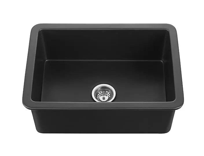 Matte Black Camden Fireclay Kitchen Sink Single Bowl 677*470*254mm Poseidonbk