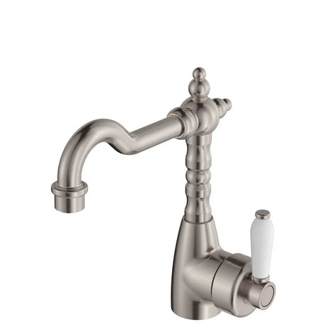 Eleanor Shepherds Crook Basin Mixer, Brushed Nickel / Ceramic fienza