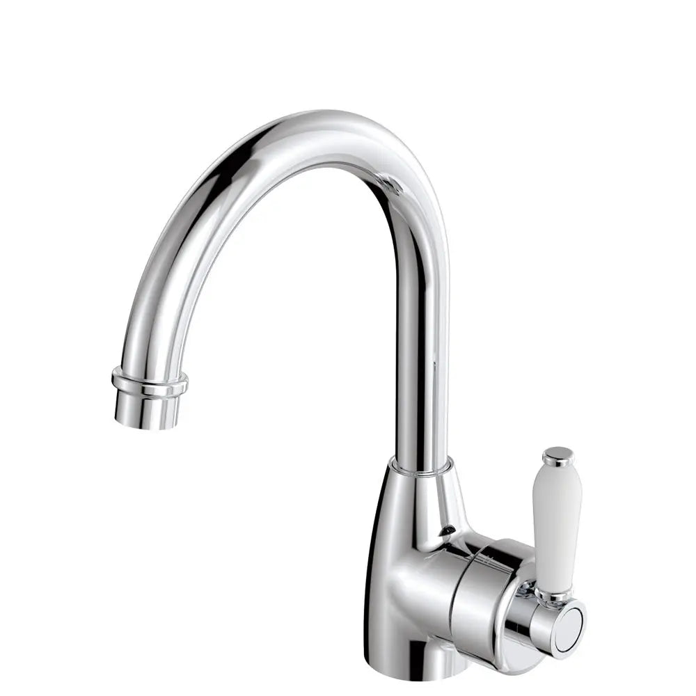 Eleanor Gooseneck Basin Mixer, Chrome / Ceramic fienza
