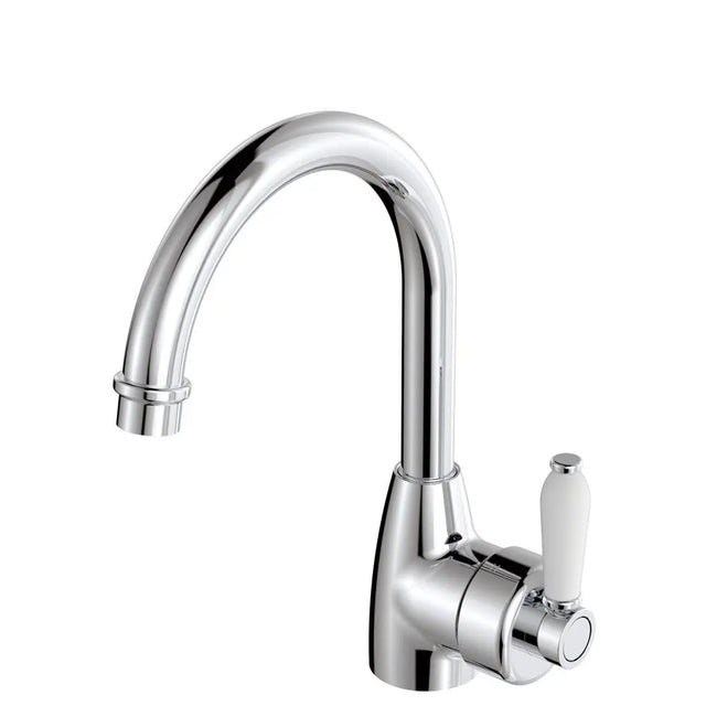 Eleanor Gooseneck Basin Mixer, Chrome / Ceramic fienza